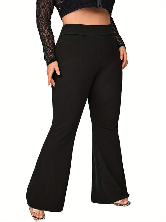 Pantalon évasé plissé pour femmes grande taille
