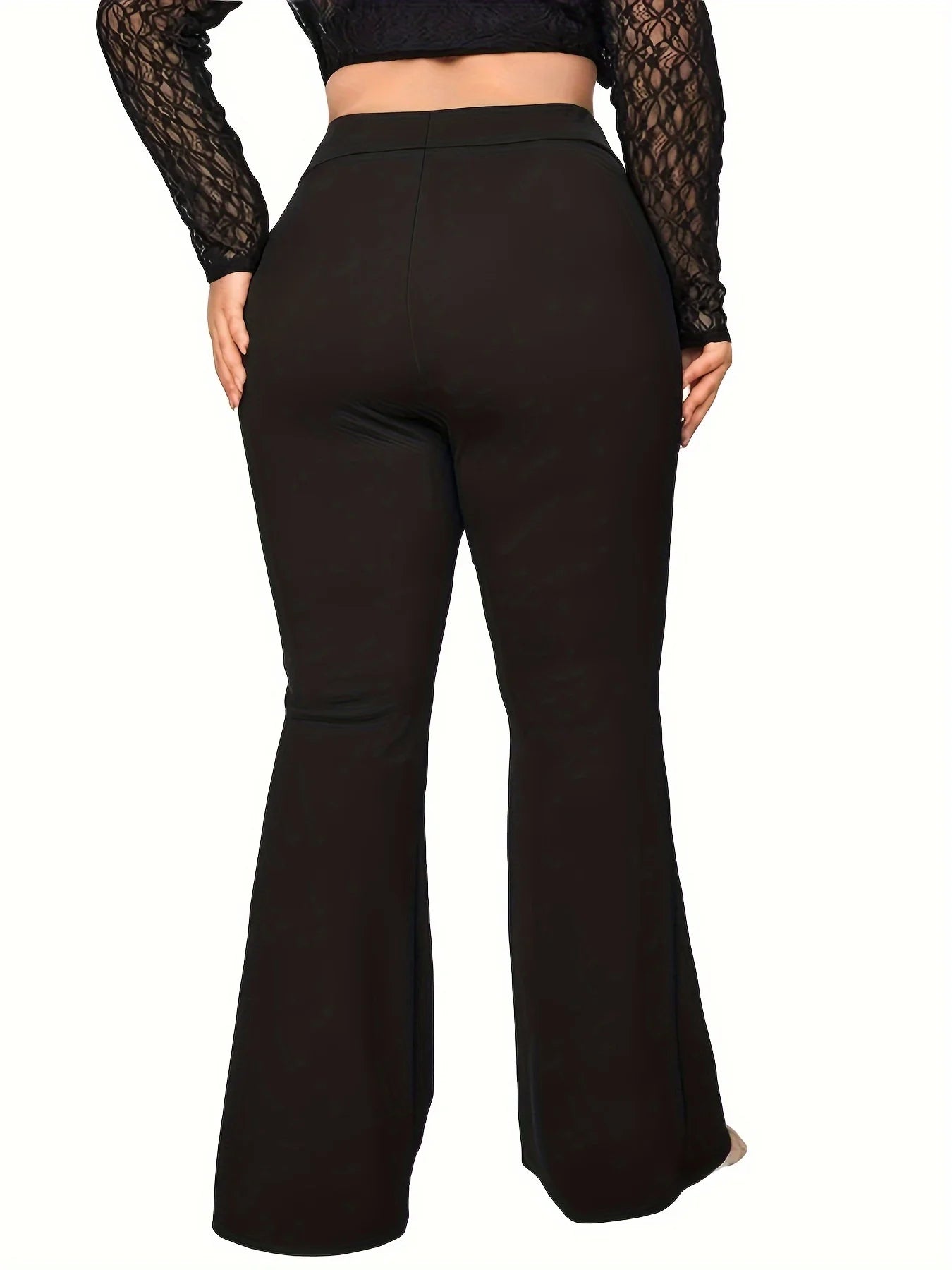 Pantalon évasé plissé pour femmes grande taille