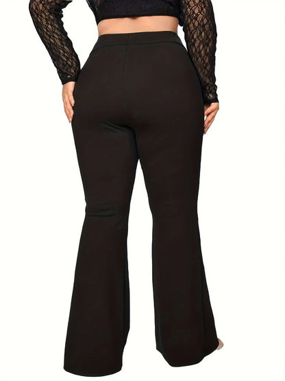 Pantalon évasé plissé pour femmes grande taille