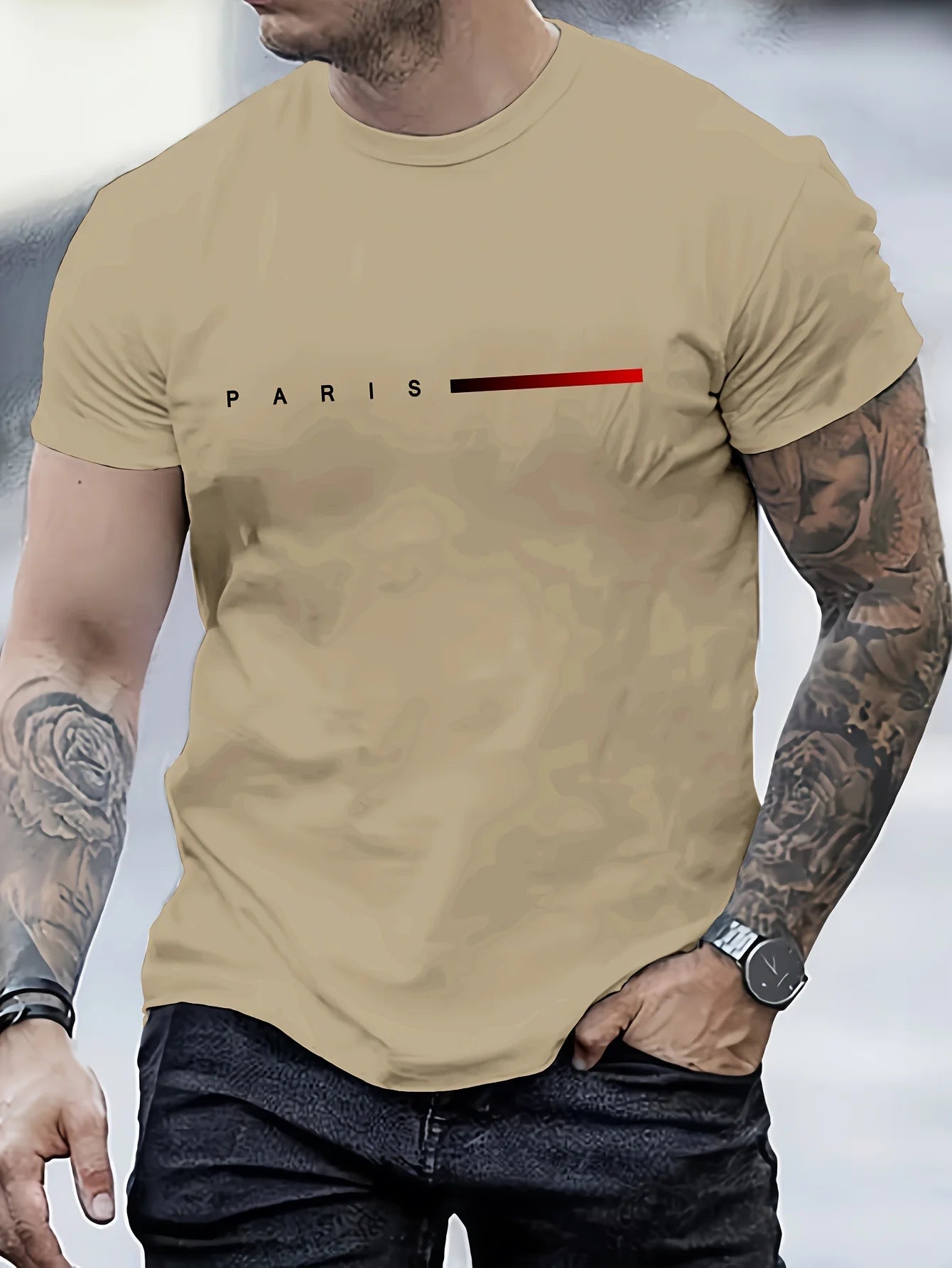T-shirt imprimé PARIS pour hommes